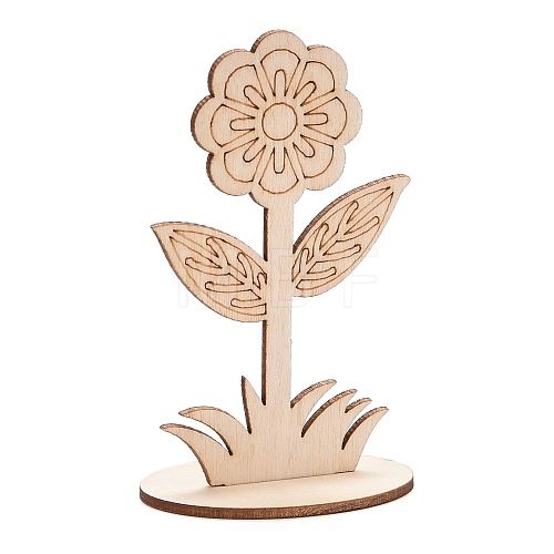 DIY Unfinished Wood Flowers Cutout WOOD-P017-06-1