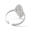 Hollow Out Leaf 304 Stainless Steel Open Cuff Ring for Women RJEW-E073-08P-3