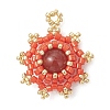 Natural Carnelian(Dyed & Heated) with Glass Seed Beaded Pendants PALLOY-MZ01275-02-1