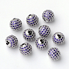 Brass Cubic Zirconia Beads X-ZIRC-D009-01P-2