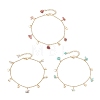 Mixed Gemstone Chip & 201 Stainless Steel Heart Tassel Anklets AJEW-AN00787-3