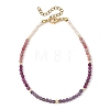 Natural Pearl Rice & Faceted Round Natural Amethyst & Ruby & Rhodonite Beaded Anklets AJEW-AN00837-3