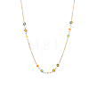 Flower 304 Stainless Steel Enamel Link Chain Necklaces STAS-OY010-10G-3