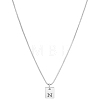 1Pc Stainless Steel Letter Rectangle Pendant Necklaces NJEW-LP0001-34N-P-1