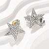 Star Brass Micro Pave Clear Cubic Zirconia Clip-on Earrings EJEW-U049-01P-3