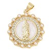 Rack Plating Brass Micro Pave Clear Cubic Zirconia Pendants KK-P287-36E-G-1