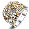 Criss Cross Alloy Crystal Rhinestone Wide Finger Rings FS-WGCE8BA-04-4