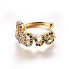 Adjustable Brass Micro Pave Cubic Zirconia Finger Rings RJEW-L086-04G-1