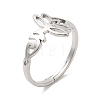 Non-Tarnish 304 Stainless Steel Hollow Lotus Adjustable Ring for Women X-RJEW-M149-32P-3