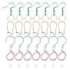 64Pcs 4 Style Rainbow Color 304 Stainless Steel Earring Hooks & Leverback & Hoop Earring Findings STAS-DC0010-34-1