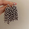 Alloy Round Tassel Stud Earrings FS-WG9B377-01-4
