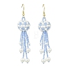Glass Seed with Glass Pearl Tassel Dangle Earrings EJEW-MZ00727-01-2