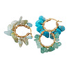 3 Pairs 3 Styles Natural Gemstone Chips Braided Hoop Earrings EJEW-TADJ00004-4