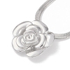 304 Stainless Steel Herringbone Chain Flower Pendant Necklaces for Women NJEW-C055-02P-2