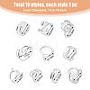 FIBLOOM 10Pcs 10 Style Alloy & Titanium Steel Open Cuff Ring RJEW-FI0001-13-2