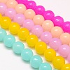 Imitation Jade Glass Round Bead Strands GLAA-A022C-14mm-M-1