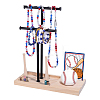 Double Black T Bar Iron Ring Organizer Holder with Wooden Trays ODIS-WH0086-230-1