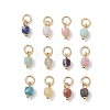 Faceted Cube Natural Mixed Gemstone Charms PALLOY-JF04879-1