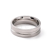 201 Stainless Steel Grooved Line Finger Ring for Women RJEW-I089-30P-2