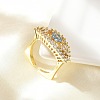 Brass Micro Pave Cubic Zirconia Cuff Rings for Women RJEW-S401-02G-2