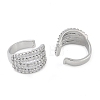 Brass Micro Pave Clear Cubic Zirconia Cuff Earring for Women EJEW-S225-20P-01-2