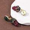 Grape Brass & Polymer Clay Rhinestones Dangle Stud Earrings EJEW-G455-01G-2