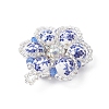 Handmade Blue and White Floral Printed Porcelain Bead Flower Pendants PALLOY-MZ01189-4