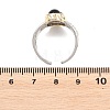 Natural Black Agate & Natural Tiger Eye with Brass Cuff Open Rings RJEW-B163-01GP-02-5