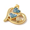 Rack Plating Brass Micro Pave Cubic Zirconia with Synthetic Opal Pendants KK-D088-20G-3