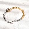 Two Tone 304 Stainless Steel Cable Chain & Rope Chain Bracelets for Women BJEW-G786-01GP-01-2
