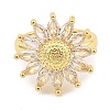Brass Micro Pave Cubic Zirconia Cuff Rings for Women RJEW-S392-05G-2