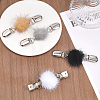 4Pcs 4 Colors Faux Mink Fur Covered Round Beads Sweater Collar Clips JEWB-CA0001-24-4