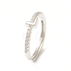 Clear Cubic Zirconia Initial Letter Adjustable Ring RJEW-C052-01P-L-1
