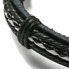 6Pcs 6 Style Adjustable Braided Imitation Leather Cord Bracelet Set with Waxed Cord for Men BJEW-F458-06-4