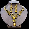 Teardrop Alloy Acrylic Rhinestone Pendant Necklaces & Stud Earrings Sets FS-WG537BF-05-1
