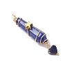 6Pcs 6 Styles Natural Carnelian & Green Aventurine & Rose Quartz & Quartz Crystal & Lapis Lazuli & Amethyst Copper Wire Wrapped Faceted Bullet Heart Pendants PALLOY-JF03482-01-4