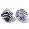 Iron Wrap-around Spiral Bead Cage Pendants IFIN-R239-06P-3