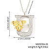 Brass Micro Pave Clear Cubic Zirconia Bee Initial Pendant Necklaces FS-WGF5E80-21-1