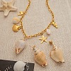 304 Stainless Steel with Natural Shell Starfish Sea Horse Pendant Bib Necklaces for Women FS-WG01E94-02-5