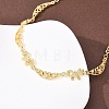 Brass Pave Clear Cubic Zirconia Bowknot and Hollow Moon Link Chain Necklaces NJEW-D348-02G-3