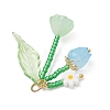 Glass with Opaque Acrylic Baeded Pendants PALLOY-MZ01190-02-4