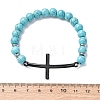 Round Synthetic Turquoise Bead Stretch Bracelets BJEW-F493-05EB-02-5