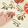 6Pcs 6 Style Skull & Wing & Witch Alloy Charms Safety Pin Brooch JEWB-PH01257-4