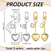 2Pcs 2 Colors Brass Heart Pendant Decorations HJEW-PH02507-2