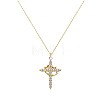 Crown Cross Brass Micro Pave Clear Cubic Zirconia Pendant Necklaces for Women FS-WGD6F49-01-4