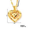 Brass Pave Cubic Zirconia Hollow Double Heart Pendant Necklace PL5801-1-1