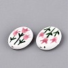 Hand Painted Tulip Flower Oval Porcelain Beads PORC-N012-11B-2