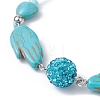 Palm Synthetic Turquoise Braided Bead Bracelets BJEW-JB09821-2
