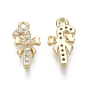 Brass Micro Pave Clear Cubic Zirconia Charms KK-S348-525-NF-2