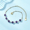 Natural Amethyst Beads Link Bracelets BJEW-JB12778-1